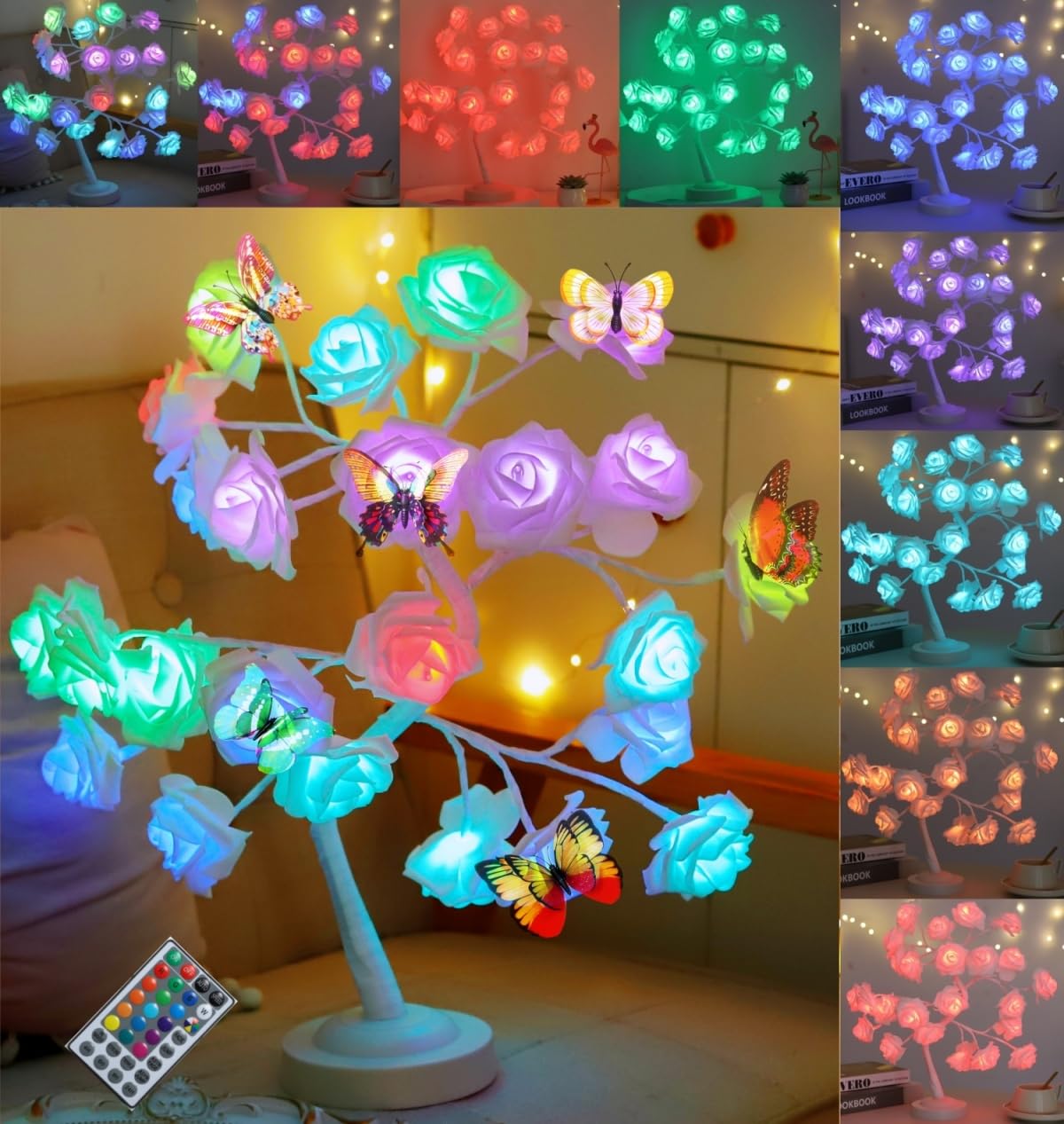 ORDERSOON Rose Flower Tree Lamp - 16 Vibrant Colors with Remote